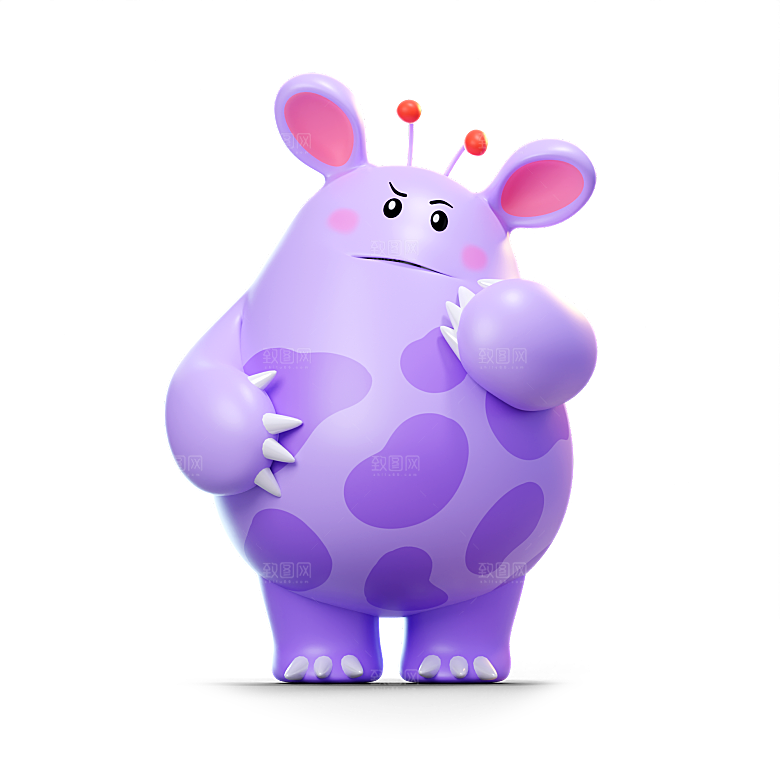 小怪兽怪物卡通形象设计3D元素png