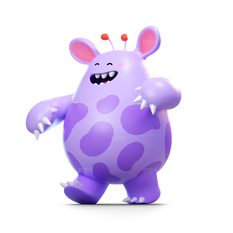 小怪兽怪物卡通形象设计3D元素png