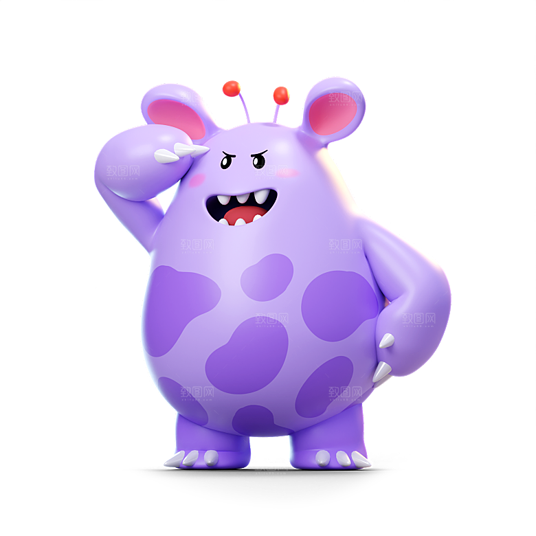 小怪兽怪物卡通形象设计3D元素png