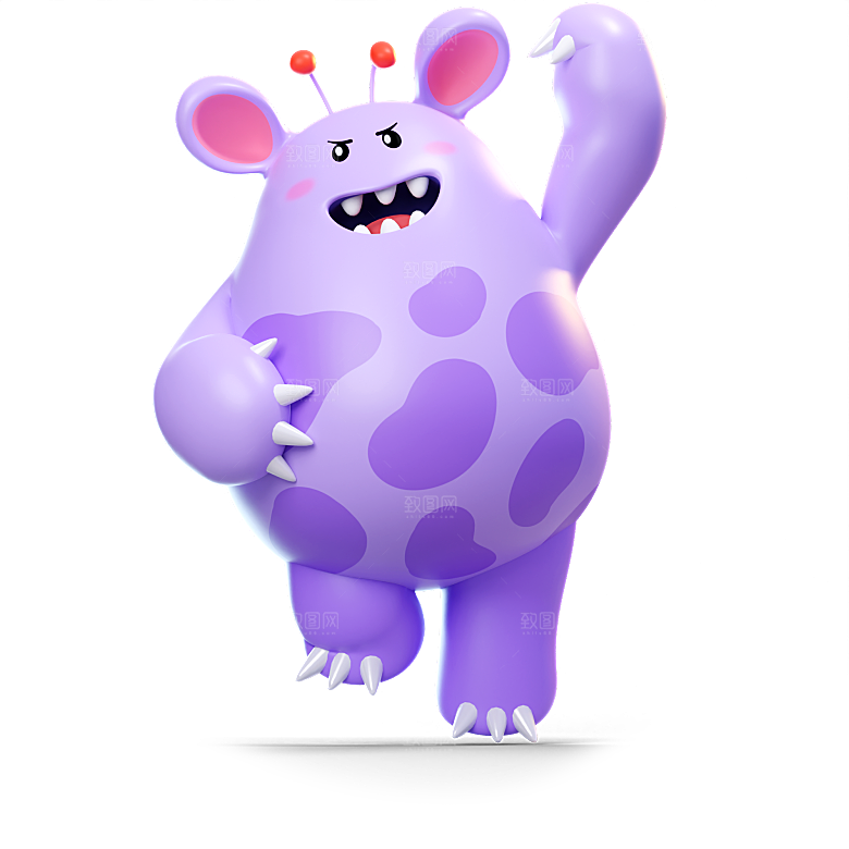 小怪兽怪物卡通形象设计3D元素png