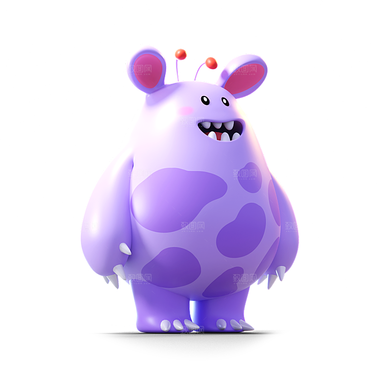 小怪兽怪物卡通形象设计3D元素png