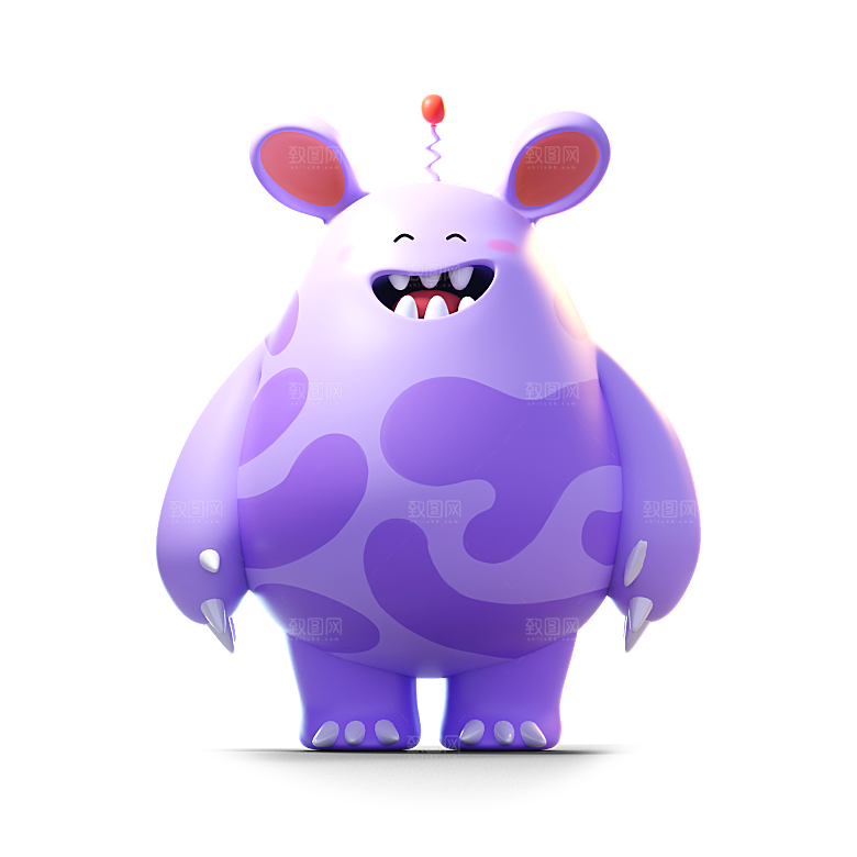 小怪兽怪物卡通形象设计3D元素png
