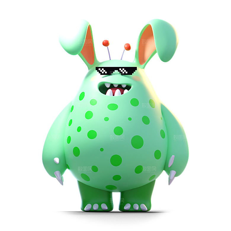 小怪兽怪物卡通形象设计3D元素png