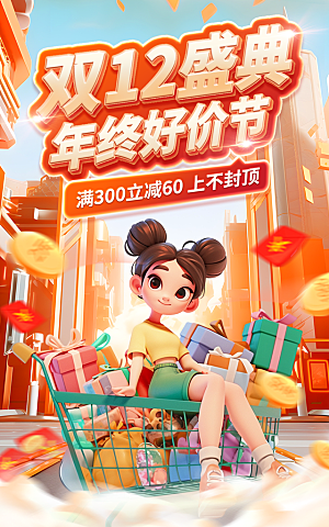 双十二年终大促宣传海报设计素材