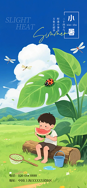 小暑大气节日唯美简约节气海报