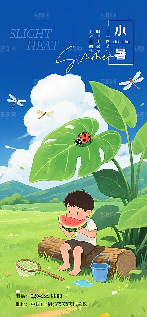 小暑大气节日唯美简约节气海报