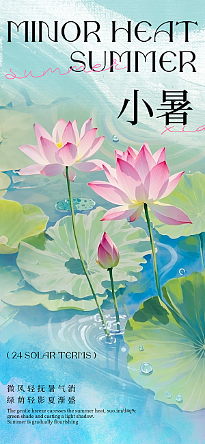 小暑大气节日唯美简约节气海报