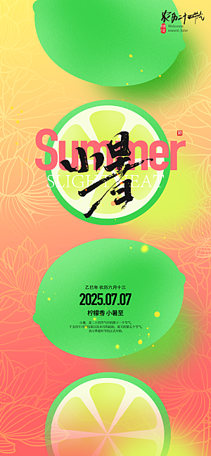小暑节日唯美简约大气节气海报