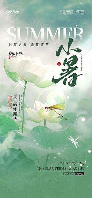 小暑简约大气节日唯美节气海报