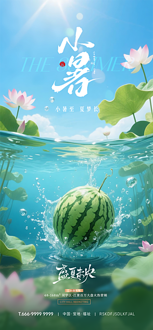 小暑简约大气节日唯美节气海报