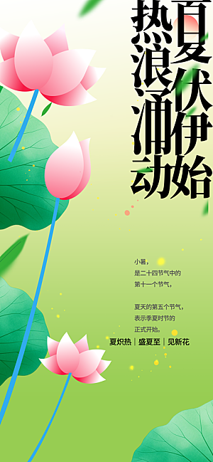 大暑节气传统活动海报