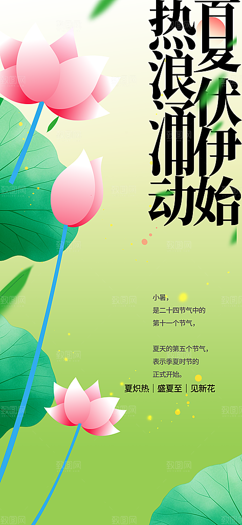 大暑节气传统活动海报