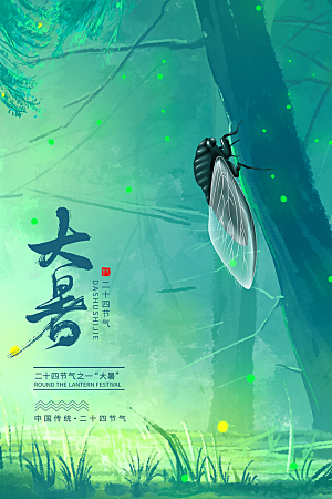 简约大气大暑节气宣传海报
