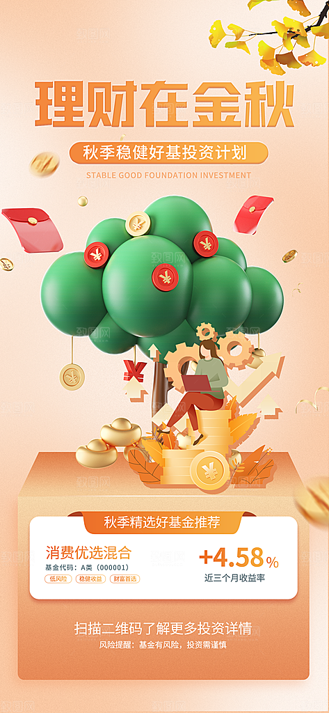 金融理财投资产品基金股票养老办卡银行海报