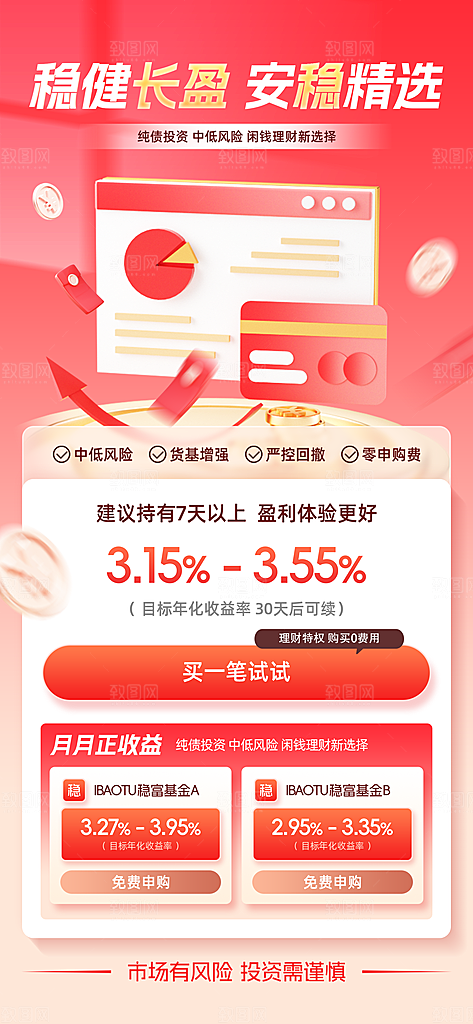 金融理财投资产品基金股票养老办卡银行海报