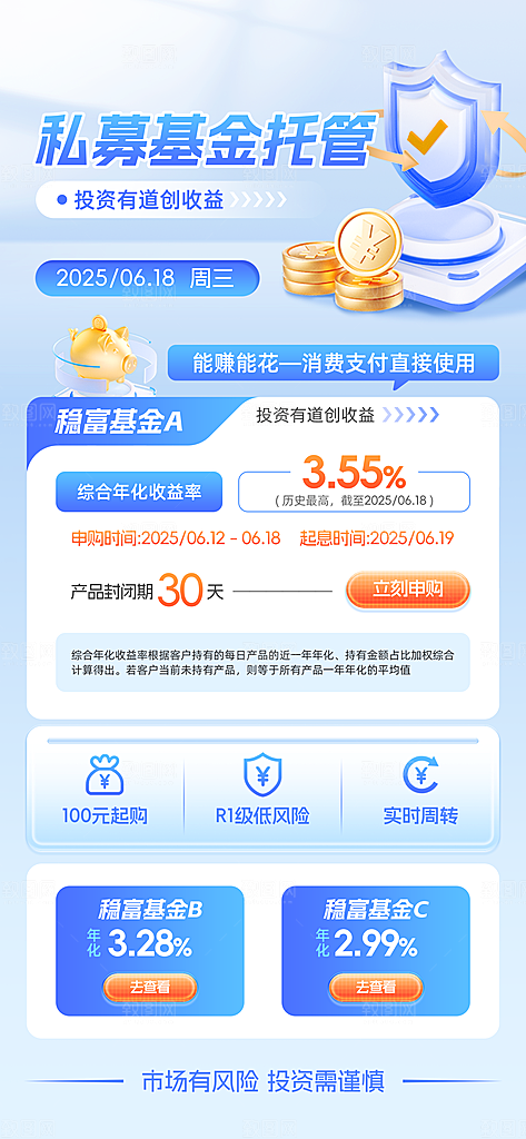金融理财投资产品基金股票养老办卡银行海报