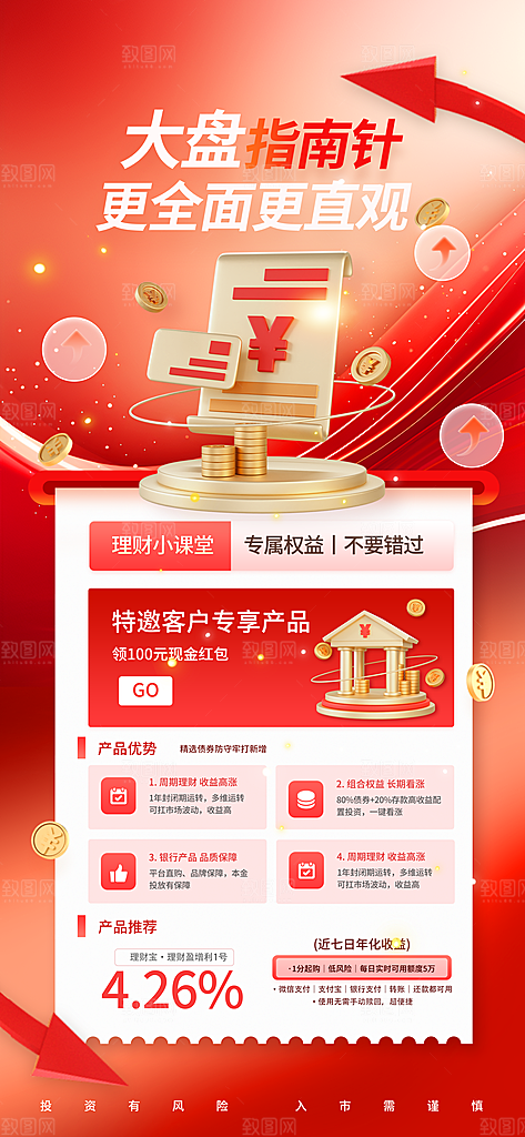 金融理财投资产品基金股票养老办卡银行海报
