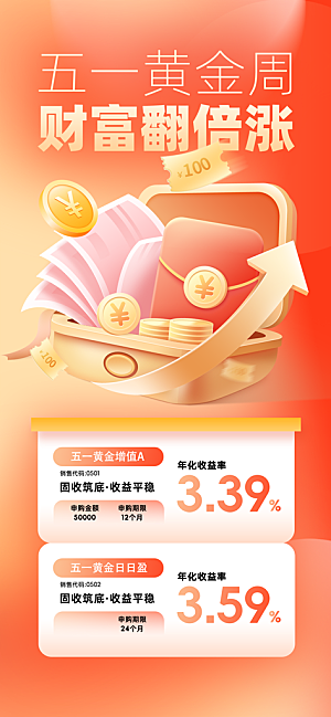 金融理财投资产品基金股票养老办卡银行海报