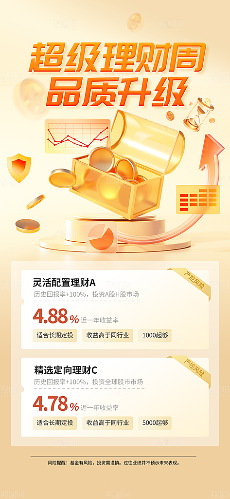 金融理财投资产品基金股票养老办卡银行海报