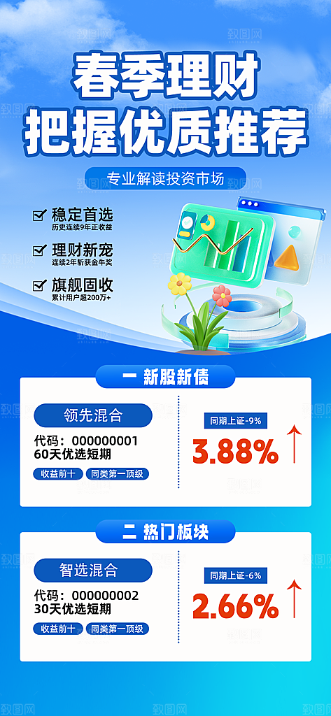 金融理财投资产品基金股票养老办卡银行海报