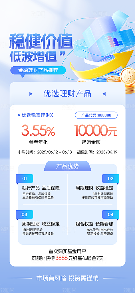 金融理财投资产品基金股票养老办卡银行海报