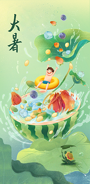 简约大气大暑节气宣传海报