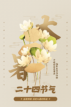 大暑夏天简约活动海报