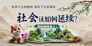 铺开卷轴非遗活动古典大气山峦背景