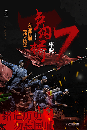 抗日战争七七918事变129日本投降海报