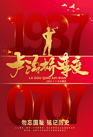 抗日战争七七918事变129日本投降海报
