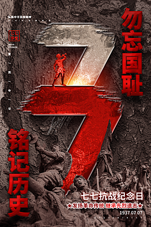 抗日战争七七918事变129日本投降海报