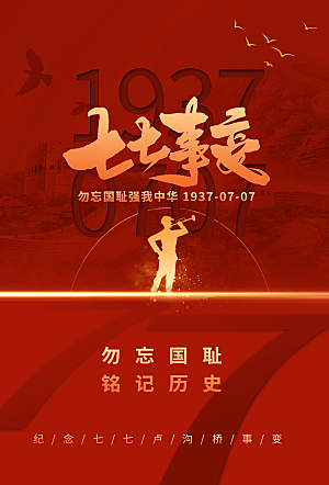 抗日战争七七918事变129日本投降海报