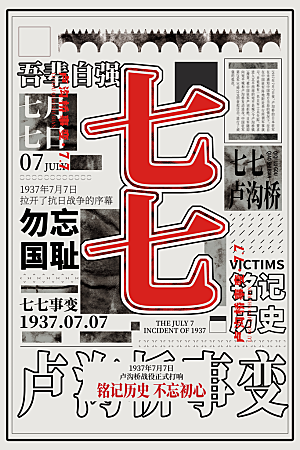 抗日战争七七918事变129日本投降海报