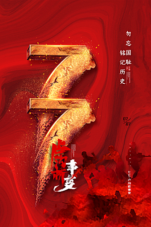 抗日战争七七918事变129日本投降海报