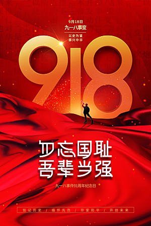 抗日战争七七918事变129日本投降海报