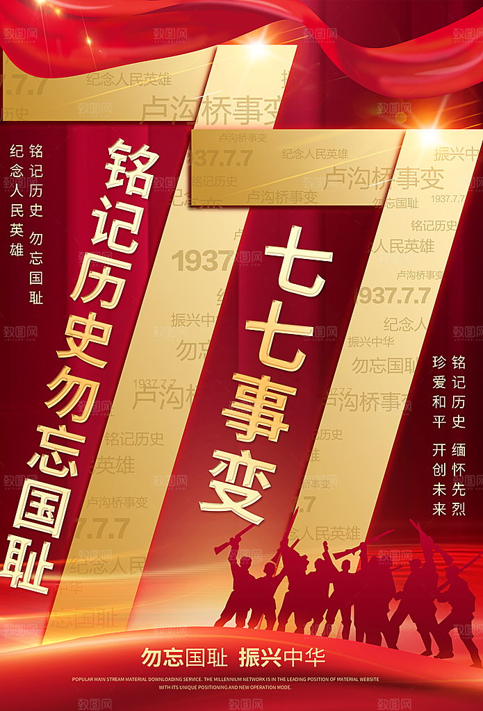 抗日战争七七918事变129日本投降海报