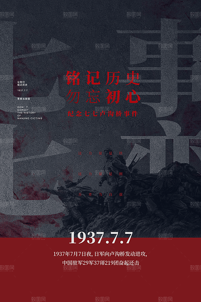 抗日战争七七918事变129日本投降海报