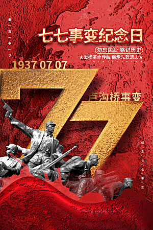 抗日战争七七918事变129日本投降海报