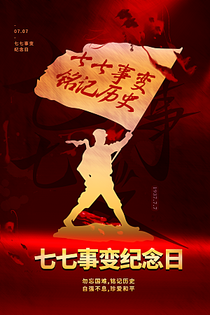 抗日战争七七918事变129日本投降海报