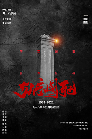 抗日战争七七918事变129日本投降海报