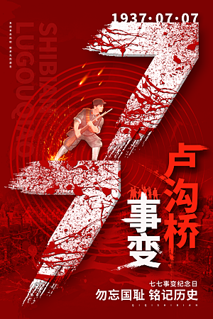抗日战争七七918事变129日本投降海报