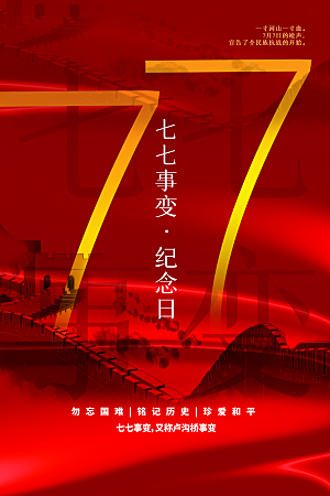 抗日战争七七918事变129日本投降海报