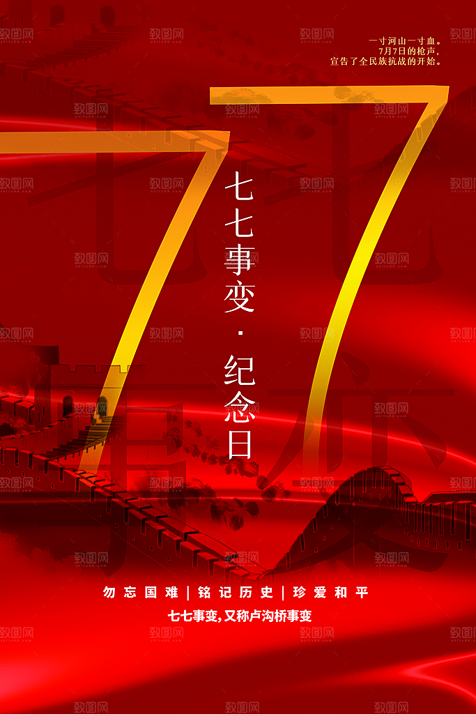 抗日战争七七918事变129日本投降海报