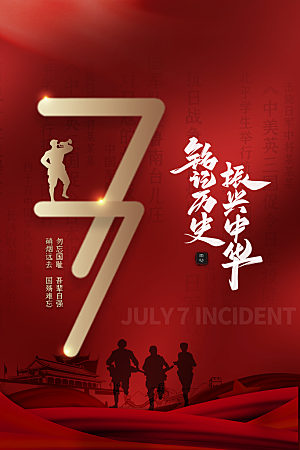 抗日战争七七918事变129日本投降海报