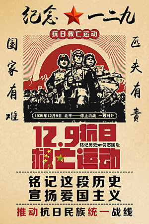 抗日战争七七918事变129日本投降海报