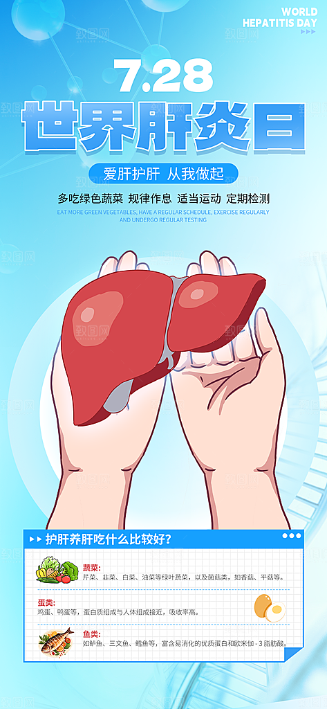 世界肝炎日肝脏健康医疗健康全国爱肝日海报