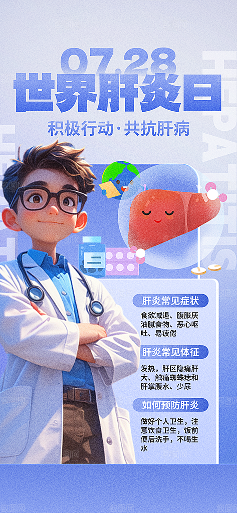 世界肝炎日肝脏健康医疗健康全国爱肝日海报
