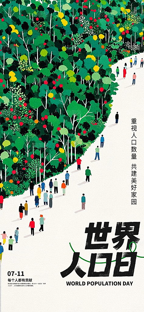 世界人口日人口问题统计普查中国人口日海报