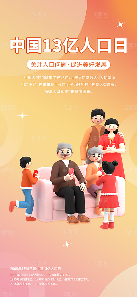世界人口日人口问题统计普查中国人口日海报