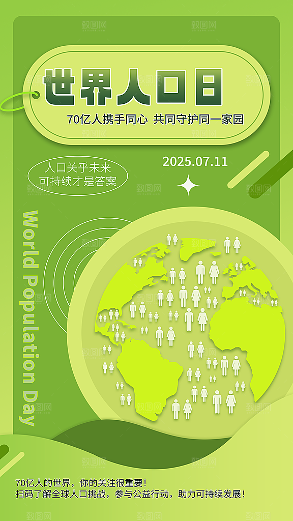 世界人口日人口问题统计普查中国人口日海报